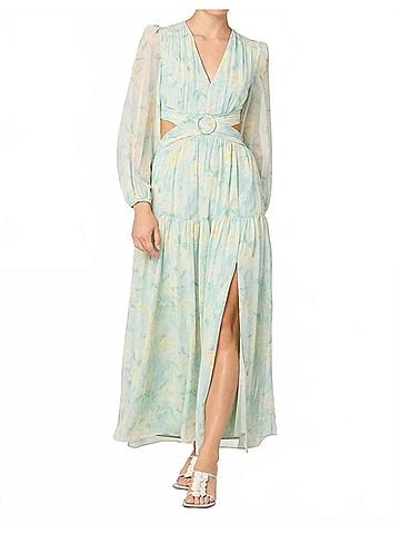 Astr Klarissa V-Neck Maxi Dress in Seafoam Floral (view 2)