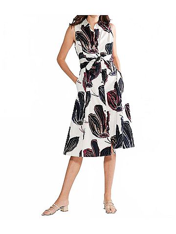 Nic + Zoe Sydney Stamped Flowers Shirt Dress in Multi (view 2)