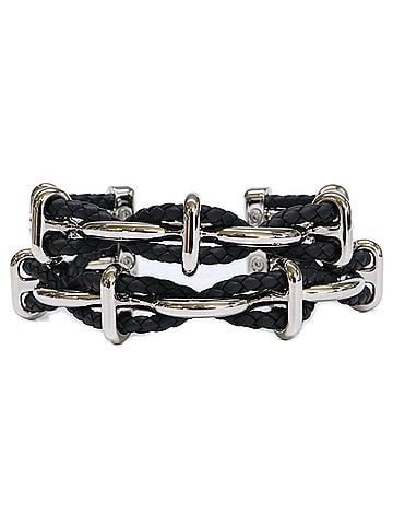 Hermès HERMES 100130FP Double Egee bracelet, Ege Bracelet Bangle T4 Black x Silver, Women's (view 2)