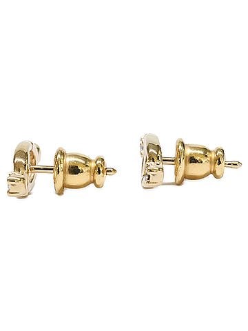 Christian Dior Christian Dior CD Logo Rhinestone Stud Earrings, Gold Color, Women's (view 2)