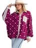 Easel 100% Cotton Floral Polka Dots Purple Button-Down Shirt Size L - photo 1