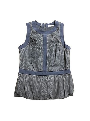 Rebecca Taylor Leather Snakeskin Peplum Top Sleeveless Top (view 1)