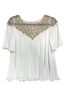 Floreat 100% Polyester Floral Tan Short Sleeve Blouse Size 4 - photo 1