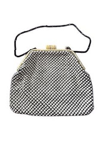 Whiting & Davis Alumesh Beaded Purse Bakelite Frame Clasp Black Chain Shoulder Bag (view 1)