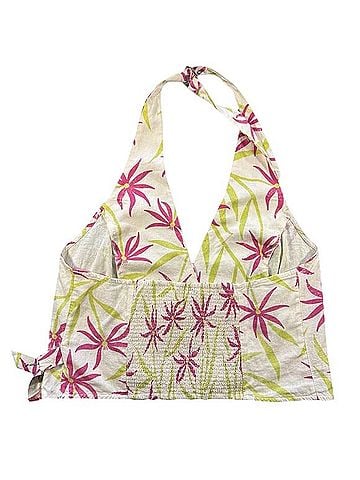 Anthropologie Celandine Floral Linen Wrap Halter Top Tank Top (view 2)