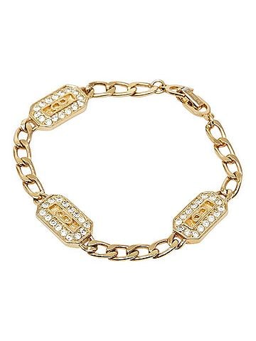 Christian Dior Christian Dior Dior CD Logo Bracelet, Gold Plated, Rhinestones, Women's (view 1)