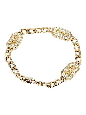 Christian Dior Christian Dior Dior CD Logo Bracelet, Gold Plated, Rhinestones, Women's (view 2)