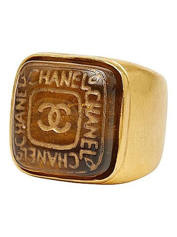 Chanel Chanel Coco Mark Gripoix Vintage Ring, Gold Plated, Women's CHANEL (view 1)
