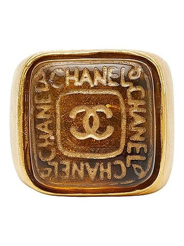 Chanel Chanel Coco Mark Gripoix Vintage Ring, Gold Plated, Women's CHANEL (view 2)