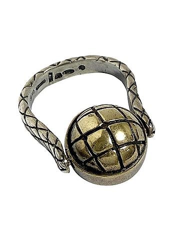 Bottega Veneta Bottega Veneta Men's Intrecciato Ball Ring, Silver (view 1)