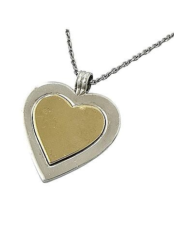 Tiffany & Co. Tiffany & Co. pendant necklace, heart design, gold, with aftermarket metal chain. (view 1)