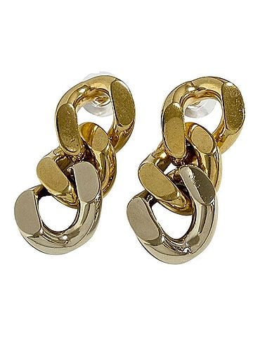 Yves Saint Laurent Yves Saint Laurent Saint Laurent women's chain drop earrings, gold, with aftermarket backings. (view 1)