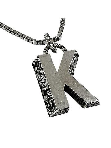 Gucci Gucci Unisex Alphabet Pendant Necklace, Initial K, Silver (view 1)