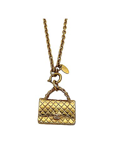 Chanel Chanel Matelassé Necklace for Women and Men, GP Gold, Handbag Motif, Long (view 2)