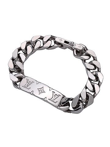 Louis Vuitton Louis Vuitton LOUIS VUITTON Men's Bracelet, Brand Metal Chain Monogram, Silver, M00855, Accessory (view 1)