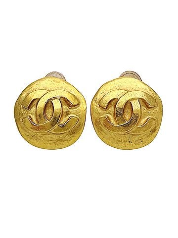 Chanel Chanel earrings, Coco Mark design, women's, brand name, GP gold, round. (view 1)