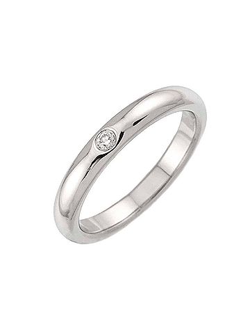 Tiffany & Co. Tiffany & Co. Stacking Band Ring with 1 Diamond, Platinum. (view 1)