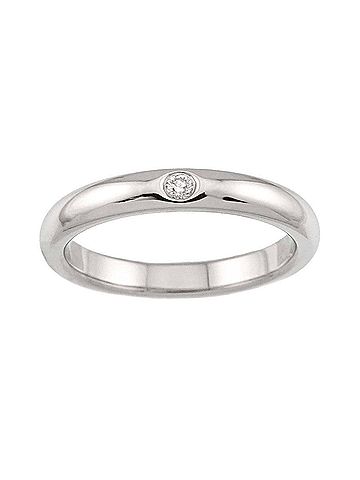Tiffany & Co. Tiffany & Co. Stacking Band Ring with 1 Diamond, Platinum. (view 2)