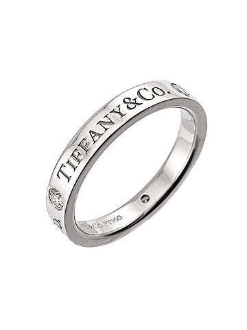 Tiffany & Co. Tiffany & Co. T&CO Flat Band Ring with 3 Diamonds, Platinum (Pt) (view 1)