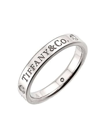 Tiffany & Co. Tiffany & Co. T&CO Flat Band Ring with 3 Diamonds, Platinum (Pt) (view 1)