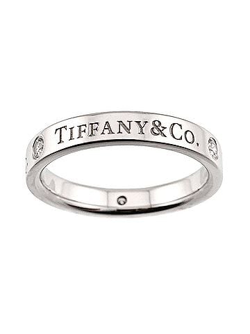 Tiffany & Co. Tiffany & Co. T&CO Flat Band Ring with 3 Diamonds, Platinum (Pt) (view 2)
