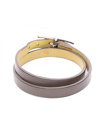 Hermès Hermes HERMES Be Api Double Tour Reversible Bracelet Accessory Leather Stainless Steel Women's Gray Yellow Silver (view 2)