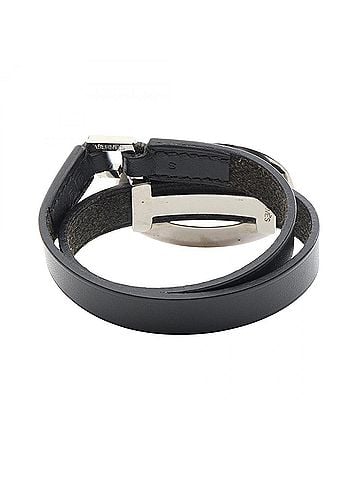 Hermès Hermes Double Tour Bracelet, Stainless Steel, Veau Swift Leather, Women's, Black/Silver. (view 2)