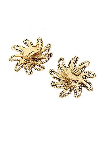 Chanel Chanel Coco Mark Sun Motif Earrings, Gold Plated (GP), Women's, Tone (view 2)