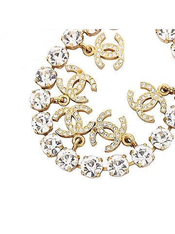 Chanel Chanel Coco Mark Bracelet, Gold Plated (GP), Crystal Rhinestone, Women's, Gold/Clear Tones (view 2)