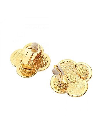 Chanel Chanel Coco Mark Flower Earrings, Gold Plated (GP), Women's, Tone (view 2)