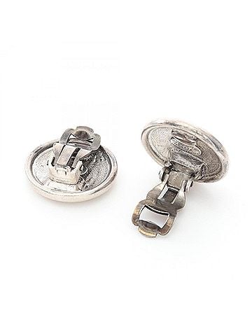 Chanel Chanel Coco Mark Earrings, Stainless Steel Jewelry, Women's, Silver/Black (view 2)