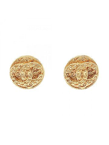 Chanel Chanel Coco Mark Earrings, Gold Plated (GP), Women's, Tone (view 1)