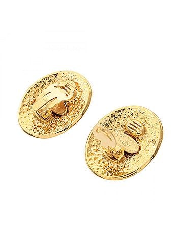Chanel Chanel Coco Mark Earrings, Gold Plated (GP), Women's, Tone (view 2)