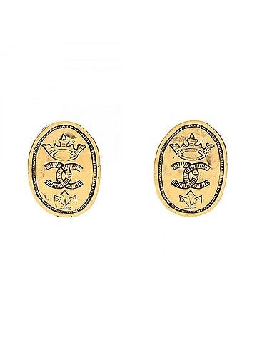 Chanel Chanel Coco Mark Earrings, Gold Plated (GP), Women's, Tone (view 1)