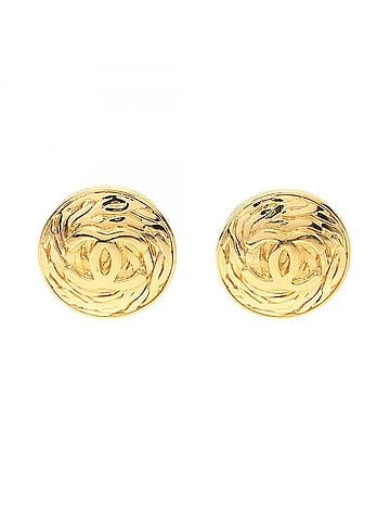 Chanel Chanel Coco Mark Earrings, Gold Plated (GP), Women's, Tone (view 1)
