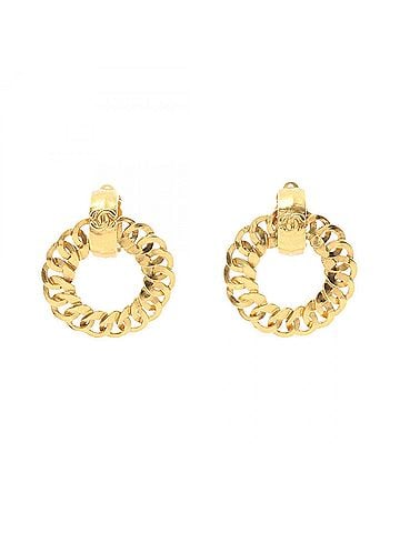 Chanel Chanel Coco Mark Earrings, Gold Plated (GP), Women's, Tone (view 1)