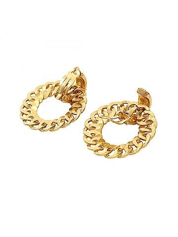 Chanel Chanel Coco Mark Earrings, Gold Plated (GP), Women's, Tone (view 2)