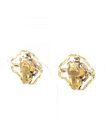 Chanel Chanel Coco Mark Earrings, Gold Plated (GP), Faux Pearl, Women's, Gold/White Tones (view 2)