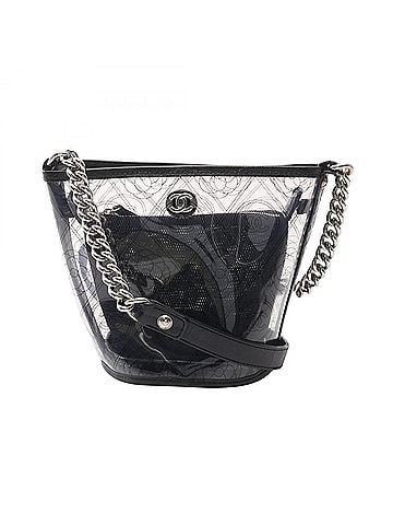 Chanel Chanel Camellia Shoulder Bag/Handbag, Vinyl Leather, Women's, Clear/Black (view 1)