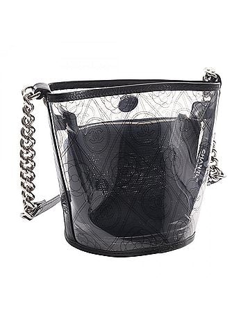 Chanel Chanel Camellia Shoulder Bag/Handbag, Vinyl Leather, Women's, Clear/Black (view 2)