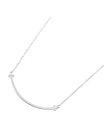 Tiffany & Co. Tiffany & Co. T Smile Small Necklace, 18K White Gold (WG), Women's, Silver Tone (view 1)