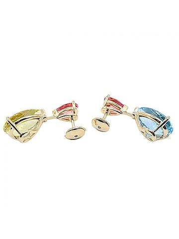 Christian Dior Christian Dior Dior Citrine Topaz Tourmaline Earrings, 18K Yellow Gold, Citrine, Topaz, Tourmaline, Women's Gold Tones, Blue Pink Tones (view 2)