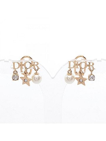 Christian Dior Christian Dior Dior Dio(r)evolution Clip Earrings, Gold Plated (GP), Faux Pearl, Women's, Gold/White Tones (view 1)