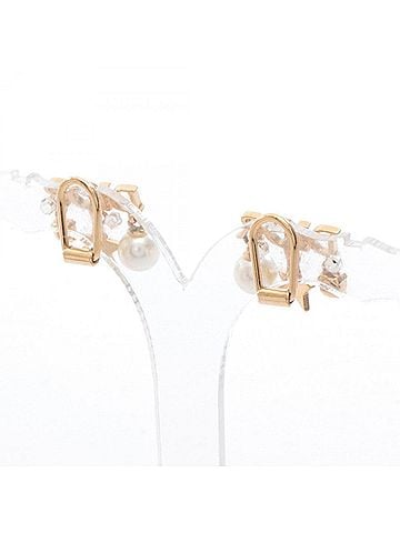 Christian Dior Christian Dior Dior Dio(r)evolution Clip Earrings, Gold Plated (GP), Faux Pearl, Women's, Gold/White Tones (view 2)