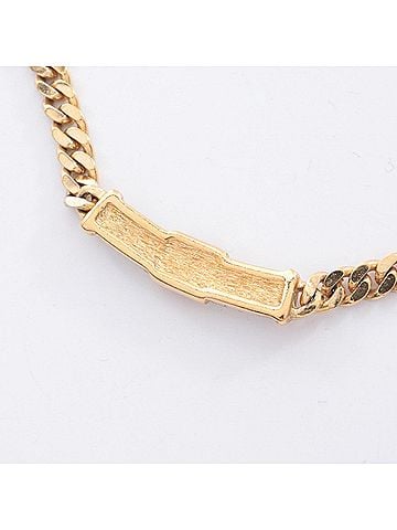 Christian Dior Christian Dior Dior CD Logo Curb Chain Necklace, Gold Plated (GP), Rhinestone, Women's, Tone, Clear Tone (view 2)
