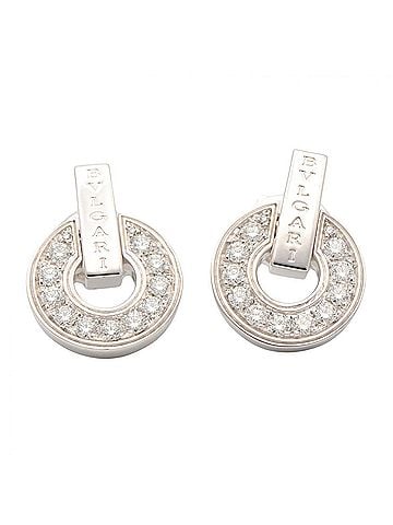 Bvlgari BVLGARI Openwork Diamond Earrings, 18KWG (White Gold), Diamond, Women's, Clear/Silver Tone (view 1)