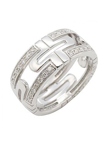 Bvlgari BVLGARI Parentesi Small Diamond Ring - 18K White Gold (18KWG) Women's Silver/Clear Tone Item Number: 342026 (view 1)