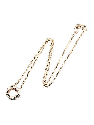 Bvlgari BVLGARI Serpenti Malachite Diamond Necklace, 18KPG (Pink Gold) Diamond, Malachite, Women's, Gold Tone, Clear Green Tone (view 2)