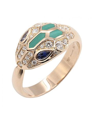 Bvlgari BVLGARI Serpenti Sapphire Diamond Malachite Ring - 18K Pink Gold (PG) Diamond, Sapphire, Women's Tone, Blue Clear Tone Item Number: 356208 (view 1)