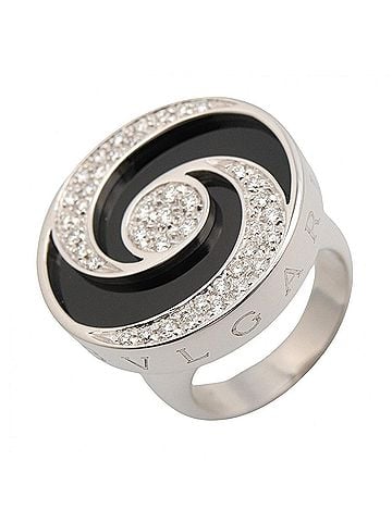Bvlgari Bvlgari Bulgari Allegra Optical Diamond Onyx Ring - 18K White Gold (18KWG) Diamond, Stainless Steel, Women's Black, Clear, Silver (view 1)